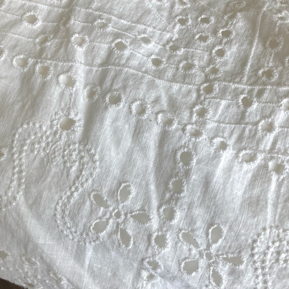 By Anthropologie EYELET ASYMMETRICAL MIDI SKIRT in Ivory - Picture 9 of 9